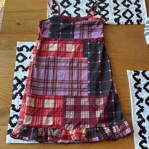 F21 kids Plaid Patchwork Adjustable spaghetti strap Dress kids size 7/8 S